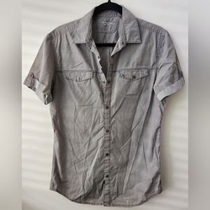 Calvin Klein Juniors Casual Snap‎ Button Down Cotton Shirt Roll-Tab